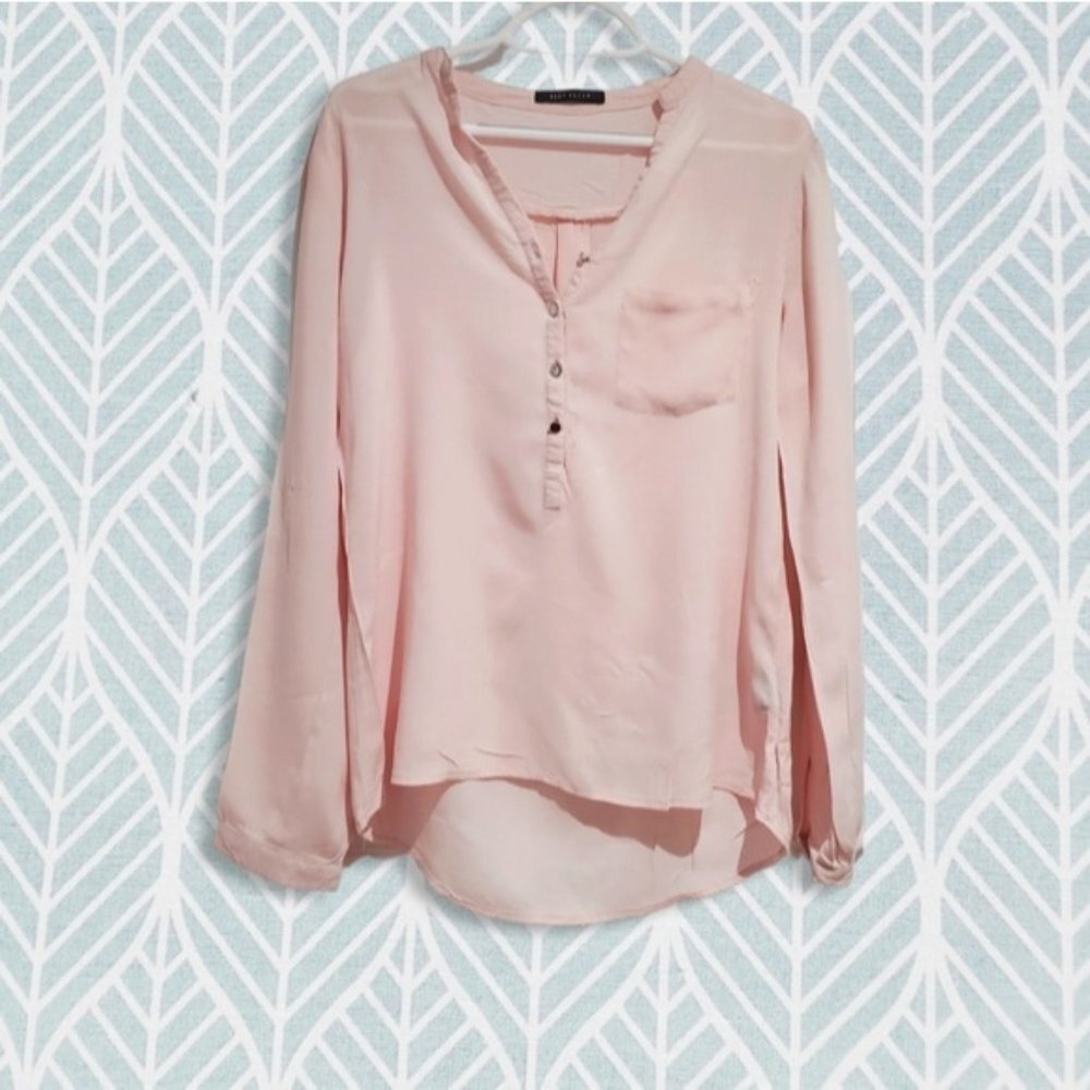 Soft Pastel Pink Long Sleeve Blouse by Suzy Shier- XS